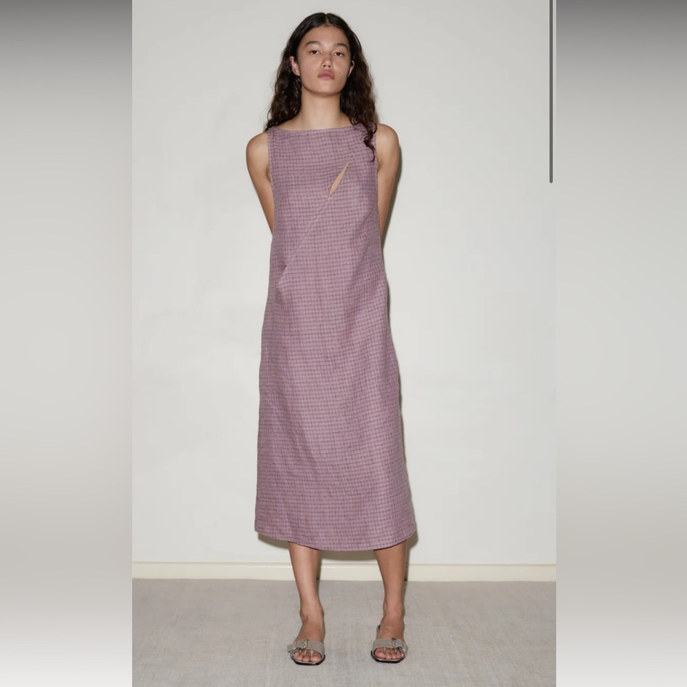 Deiji Studios High Tie Dress in Musk Check